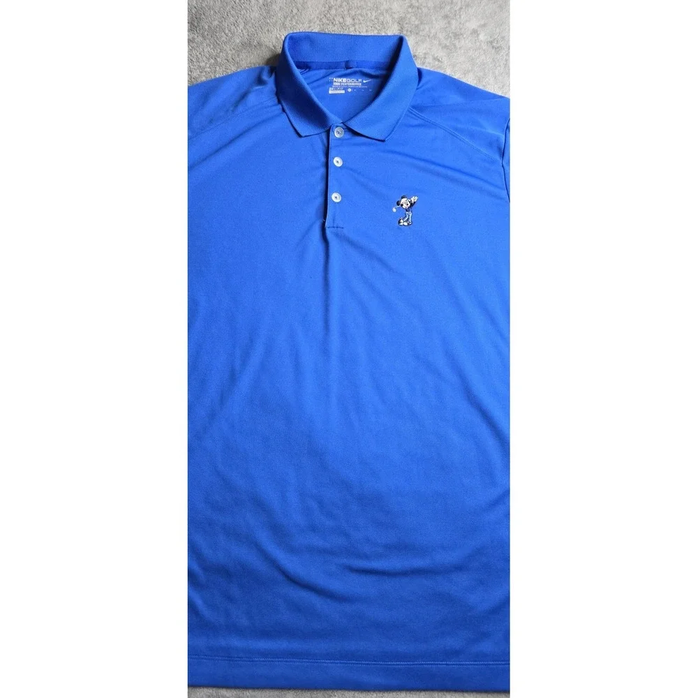 Nike Golf Tour Performance Polo Mens XL Blue Dri-Fit Disney Parks Mickey Mouse